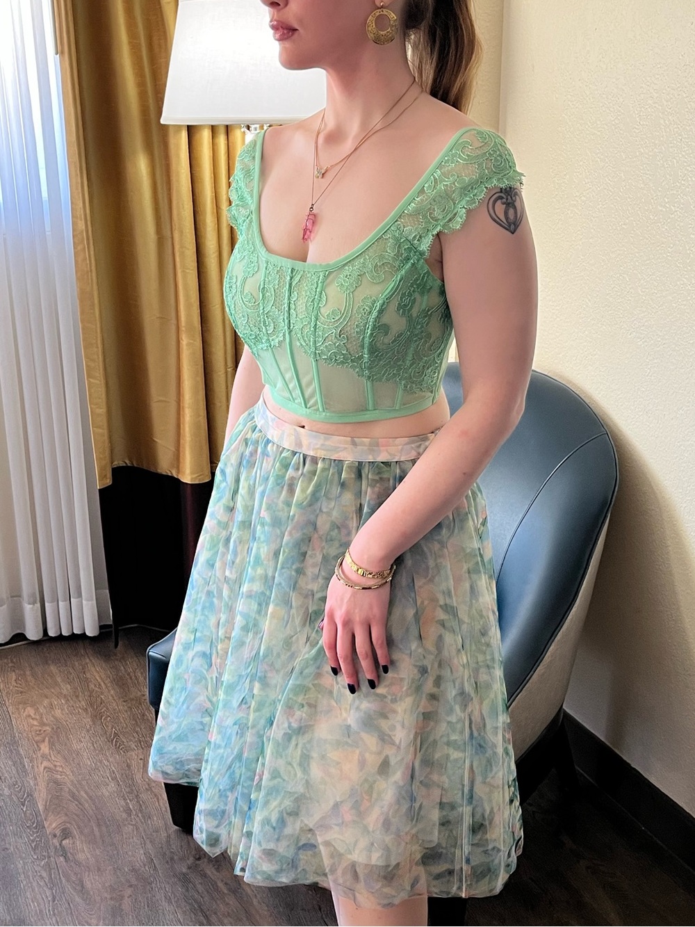 Green Floral Lacy VS Bustier